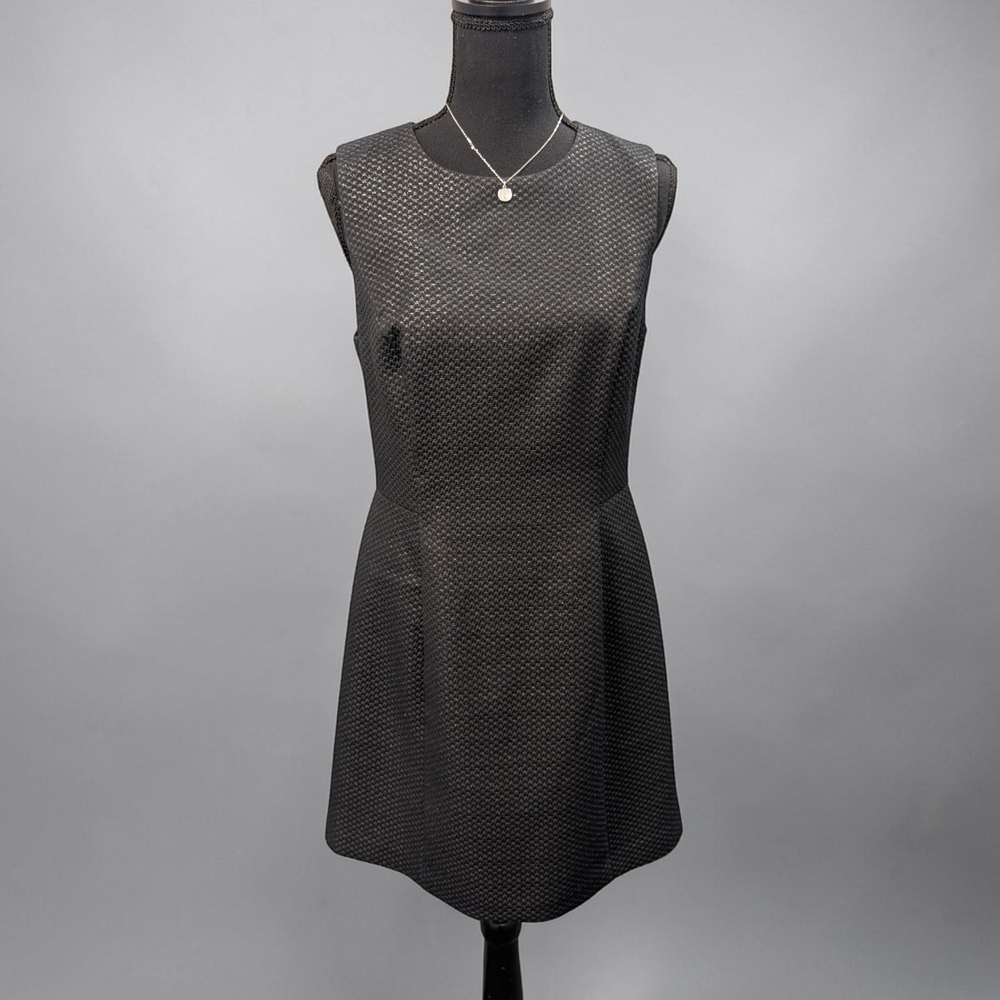 Jack Wills Textured Fit & Flare Dress Black Metallic Thread Sleeveless US 8